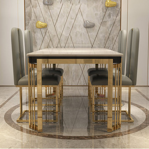 Bộ Bàn Ăn Bằng Đá Cẩm Thạch Lớn Sang Trọng Bàn Ăn 8 Chỗ Ngồi Bàn Ăn Hiện Đại - Product Image 2