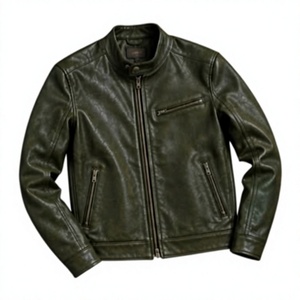 Veste matelassée vintage unisexe en PU vert, col mandarin, fermeture éclair, coupe classique, style hiver, ODM - Product Image 1