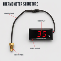 Nouveau Jauge de Température d'Eau Universelle en Plastique pour Moto, Affichage Numérique LED, Compteur pour Pièces de Rechange de Modification de Moto 12V