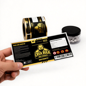 Etiquetas de Papel de Aluminio Dorado en Relieve para Botellas, Impresión de Logotipo Personalizada, Embalaje de Lujo Resistente al Agua, Etiquetas Biodegradables para Alimentos y Cosméticos - Product Image 1