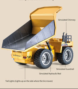 Huina 1533 1/18th 9CH Semi-alloy Remote Control Dump Truck 2.4GHz Rc Engineering Dumper <strong>Lorry</strong> Model with Lights - Product Image 2