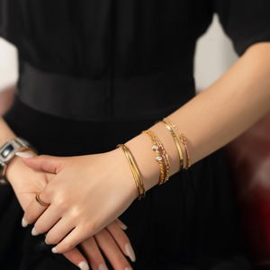 กำไลข้อมือสแตนเลสสตีล 316L ชุบทอง PVD ทนทาน ทันสมัย - Product Image 3