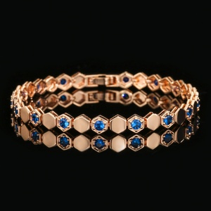 High End Eco-friendly <b>Copper</b> Gold Plated Micro Insert 3mm Champagne Zircon Vintage Chain <b>Bracelet</b> for Women - Product Image 4