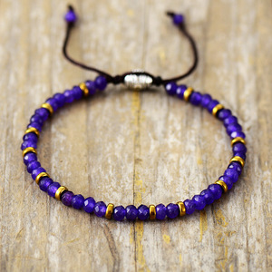 Pulsera de cuentas de piedra rosa hecha a mano con detalles en oro para hombres y mujeres, regalo de joyería, origen Yiwu - Product Image 4