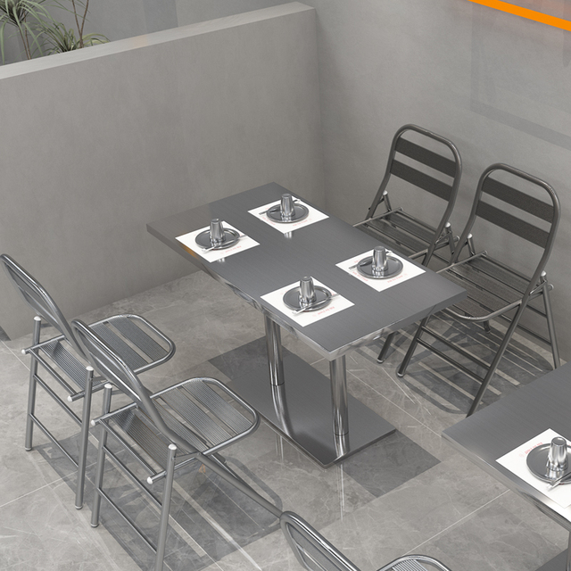 Custom Modern Stainless Steel Dining Table with Solid Wood Tabletop Outdoor Furniture Set for Coffee Shops Bathrooms & Entryways