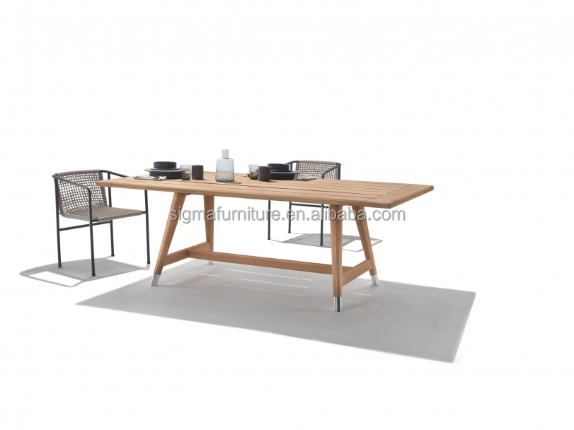 Modern Furniture Dining Series Rectangular Patio Outdoor Use Dining Area Solid Teak Wood Dining Table