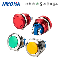 Interrupteur à bouton poussoir métallique NMCHA DU-1610H-A de 12 mm à 30 mm, étanche IP65, éclairé par LED, contact argenté