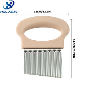 Tùy chỉnh màu sắc cấp thực phẩm thép không gỉ nhãn hiệu lượn sóng khoai tây chiên <span class=keywords><strong>Slicer</strong></span> Crinkle Cutter với thoải mái Ergonomic xử lý - Product Image 5