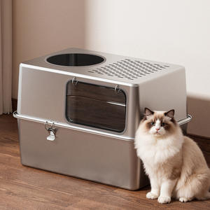 Caixa de Areia para Gatos Extra Grande em Aço Inoxidável e Plástico, Anti-respingo, Totalmente Fechada, Desmontável, Suprimentos para Animais de Estimação de Dupla Função - Product Image 2