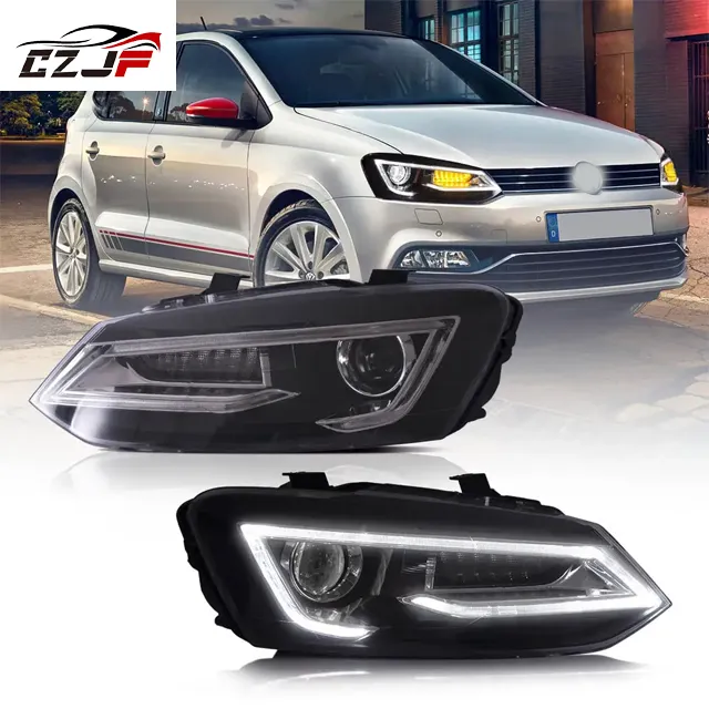 Phares de projecteur à double faisceau avec GTI Demon Eyes Black pour Volkswagen Polo MK5 (6R6C) 2009 2010 2011 2012 2013 2014 2015 16 17