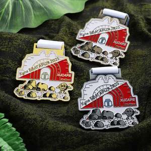 Medalla de Aleación de Zinc Chapada en Oro y Plata, Personalizable con Esmalte, Diseño 3D de Dibujos Animados, Medallas Personalizadas con Cinta - Product Image 1