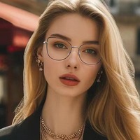 Gafas de Sol de Moda al por Mayor, Monturas Metálicas de Ojo de Gato, Gafas Fotocromáticas, Monturas Ópticas Anti Luz Azul para Mujer