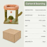 Arbre à chat moderne à deux niveaux, écologique, en forme de champignon et de cactus, avec plateforme de repos en peluche et griffoir pour chats d'intérieur