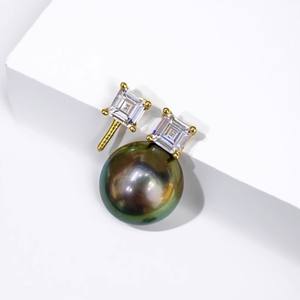 Accessoires en perles WENCHI DIY, plateau vide pour boucles d'oreilles en argent S925 avec perles de 9 à 11 mm, bijoux de mode, pince d'oreille, modèle 10892, emballé dans un sac - Product Image 2