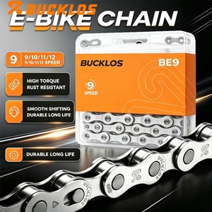 <span class=keywords><strong>Cadena</strong></span> para Bicicleta Eléctrica BUCKLOS, 136 Eslabones, 9/10/11/12 Velocidades, <span class=keywords><strong>Cadena</strong></span> Plateada para Bicicleta, Ultraligera, Resistente al Desgaste, <span class=keywords><strong>Cadena</strong></span> para Bicicleta Eléctrica - Product Image 1