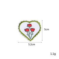 Patch brodé en forme de cœur et de fleur, thermocollant, broderie florale multicolore pour sacs, chapeaux, vêtements
