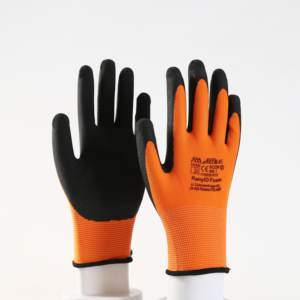 ถุงมือนิรภัยสำหรับใช้ในการทำงานถุงมือป้องกันการลื่นโพลีเอสเตอร์เคลือบยางโฟมนิ่ม - Product Image 2