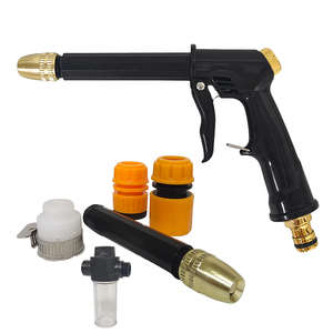 Pistolet de lavage de voiture, ensemble de 5 pièces, pulvérisateur d'eau haute pression, buse réglable, corps en plastique noir plaqué cuivre, pour le nettoyage de voitures et de jardins - Product Image 2