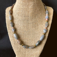 Collier de perles rondes épaisses en pierre naturelle pour homme, style occidental, luxe discret, mat, à rayures, en pierres précieuses, idéal pour un cadeau - Meilleures ventes