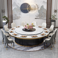 Ensemble de table à manger pliable moderne Wabi-Sabi avec chaises, plateau en pierre frittée, option Lazy Susan, mobilier pour la maison, appartement, hôtel, école