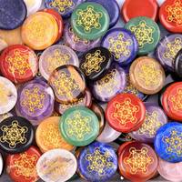 Vente en gros de pierres précieuses naturelles multicolores de forme ronde, symbole de Métatron, cadeaux en cristal Feng Shui