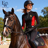 Haut d'équitation à manches longues pour femme EW, respirant, avec quart de zip, sous-vêtement d'équitation, OEM ODM personnalisé