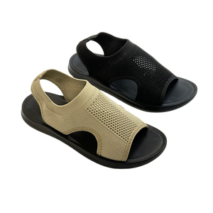 <span class=keywords><strong>Sandalias</strong></span> de punto elásticas para <span class=keywords><strong>mujer</strong></span>, <span class=keywords><strong>sandalias</strong></span> transpirables con punta abierta, zapatos de playa casuales planos y ligeros con correa trasera elástica - Product Image 1