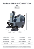 Balayeuse industrielle compacte BY-S11, largeur de balayage 1,2 m, machine de nettoyage de sols pour propriétés et usines