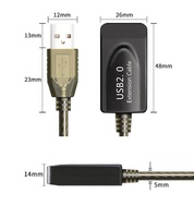 Cable de extensión activo usb 2,0 negro transparente, 10m, con 1 IC, disponible