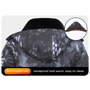 Combinaison de camouflage durable pour l'entraînement en extérieur, vêtements doublés de polaire, uniformes tactiques d'hiver épaissis, chasse, imperméable, carbone - Product Image 3