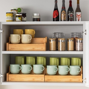 2-Tier mở rộng tre Countertop cốc cà phê chủ đa chức năng tách trà giá tổ chức nhà bếp lưu trữ nhà tủ - Product Image 6