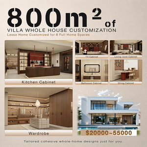 Meuble d'évier de cuisine modulaire carré Lesso Home, style moderne et minimaliste, en marbre et verre, sur mesure, avec robinet et charnières, pour appartement - Product Image 3