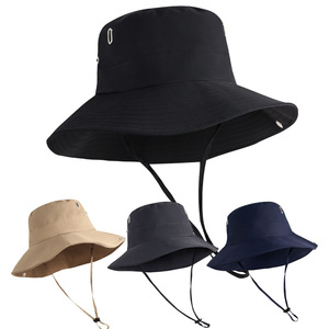 Unisex Canvas Bucket Hat Black Dark Gray Navy Blue Khaki Breathable Sun Protection Summer Fishing Outdoor Hat - Product Image 2