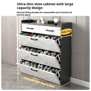 <span class=keywords><strong>Meuble</strong></span> à <span class=keywords><strong>chaussures</strong></span> portable ultra-fin à trois niveaux, style minimaliste moderne, en bois, pour l'entrée de la maison, le salon, les appartements et les hôtels - Product Image 4