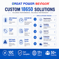 Batterie rechargeable Li-ion de qualité A BEVIGOR 18650 2600mAh 3.7V pour banque d'alimentation, petits appareils électroniques, certifiée UN38.3