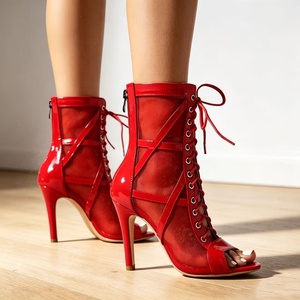 Botas de <span class=keywords><strong>Baile</strong></span> <span class=keywords><strong>Latino</strong></span> Blancas de 9.5cm con Punta Abierta, de Satén, para Salsa, Tango, Práctica, <span class=keywords><strong>Baile</strong></span> de Salón, con Cordones, para Jazz - Product Image 4
