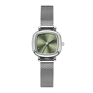 Compact Retro Artistic Square Dial Female Student Watch Cross-Border Casual Glass <b>Window</b> Steel <b>Mesh</b> Strap Coin Type Plastic Band - Product Image 6