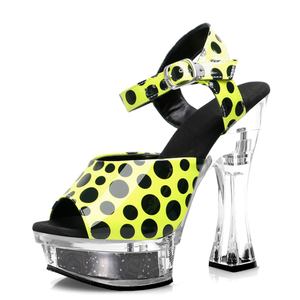 รองเท้าเต้นเสาเต้นระบำเปลื้องผ้าแปลกใหม่รุ่น14ซม. ส้นแก้วไวน์แดงดีไซน์คลาสสิกส้นสูงเทคโนโลยีล้ำสมัย - Product Image 1