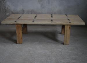 Tavolino da Caffè in Legno Massello Naturale Rustico Riciclato Stile Pannello di Porta Antica <span class=keywords><strong>con</strong></span> Design a Chiodi - Product Image 5