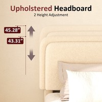 Lit plateforme Boucle avec tête de lit rembourrée en velours et pied de lit bas, assemblé pour les chambres contemporaines