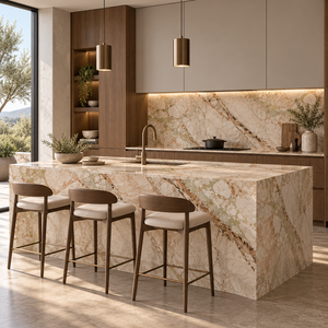 Lastra di Marmo Naturale <span class=keywords><strong>Monet</strong></span> Garden Beige Verde Breccia per Decorazione di Pareti Interne - Product Image 3