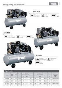 Máy nén khí piston một cấp chạy bằng dây đai, bằng gang đúc OEM Luowei, công suất 0.75~15KW, áp suất 8bar - Product Image 4