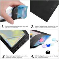 Sacs en Mylar personnalisés avec fenêtre semi-holographique, sacs en plastique refermables avec fermeture éclair, logo imprimé pour cadeaux