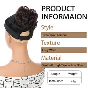 Peluca de moño con clip estilo europeo americano de 10 cm, fibra sintética Kanekalon, cabello rizado despeinado, extensión de cabello sin pegamento - Product Image 2