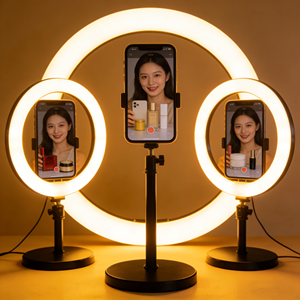 Anneau lumineux avec support de disque et base circulaire robuste 22 pouces, 3 modes de couleur réglables pour créateurs de contenu et influenceurs, télécommande - Product Image 3