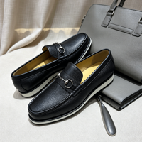 Mocassins hybrides légers pour hommes, semelle épaisse, cuir véritable, décontractés et formels, bout carré, antidérapants, à enfiler, noirs