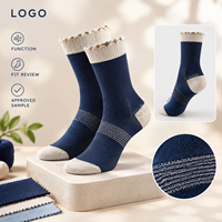 Chaussettes de compression graduée en Spandex et Nylon, à bout plat, pour le voyage, avec soutien de la cheville, couleur marine et couleur avoine, ajustement du bout du pied et gradation de taille