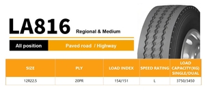 Neumáticos para Camión LCH T-REX 12R22.5, Nuevos, al por Mayor, Neumáticos Radiales sin Cámara para Todas las Posiciones de Rueda, para Camiones Pesados y Remolques - Product Image 2