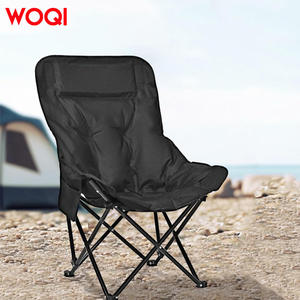 Silla Plegable Woqi Tipo Luna, Tela Oxford Negra, 60x50x90 cm, Respaldo Alto, Portátil, para Pesca, Camping y Actividades al Aire Libre - Product Image 1