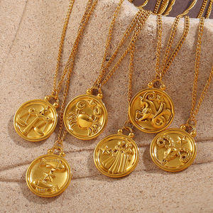 Collar con Colgante de Constelación, Chapado en Oro de 18K, Acero Inoxidable, Dije Redondo, Joyería para Mujer, Regalo, Accesorio de Moda - Product Image 2